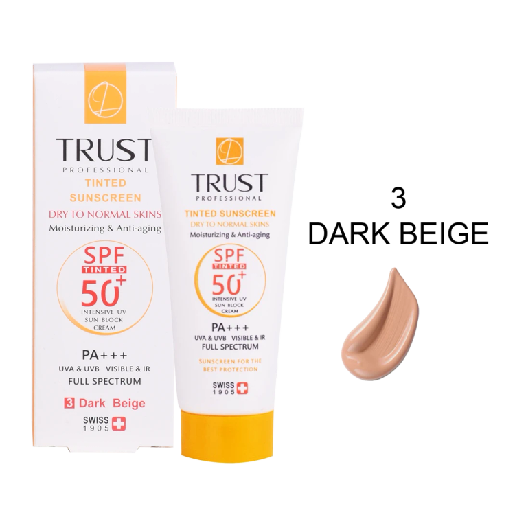 کرم ضد آفتاب رنگی و ضد پیری بژ تیره (پوست خشک تا نرمال)