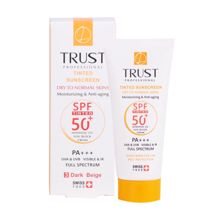 کرم ضد آفتاب رنگی و ضد پیری بژ تیره (پوست خشک تا نرمال)